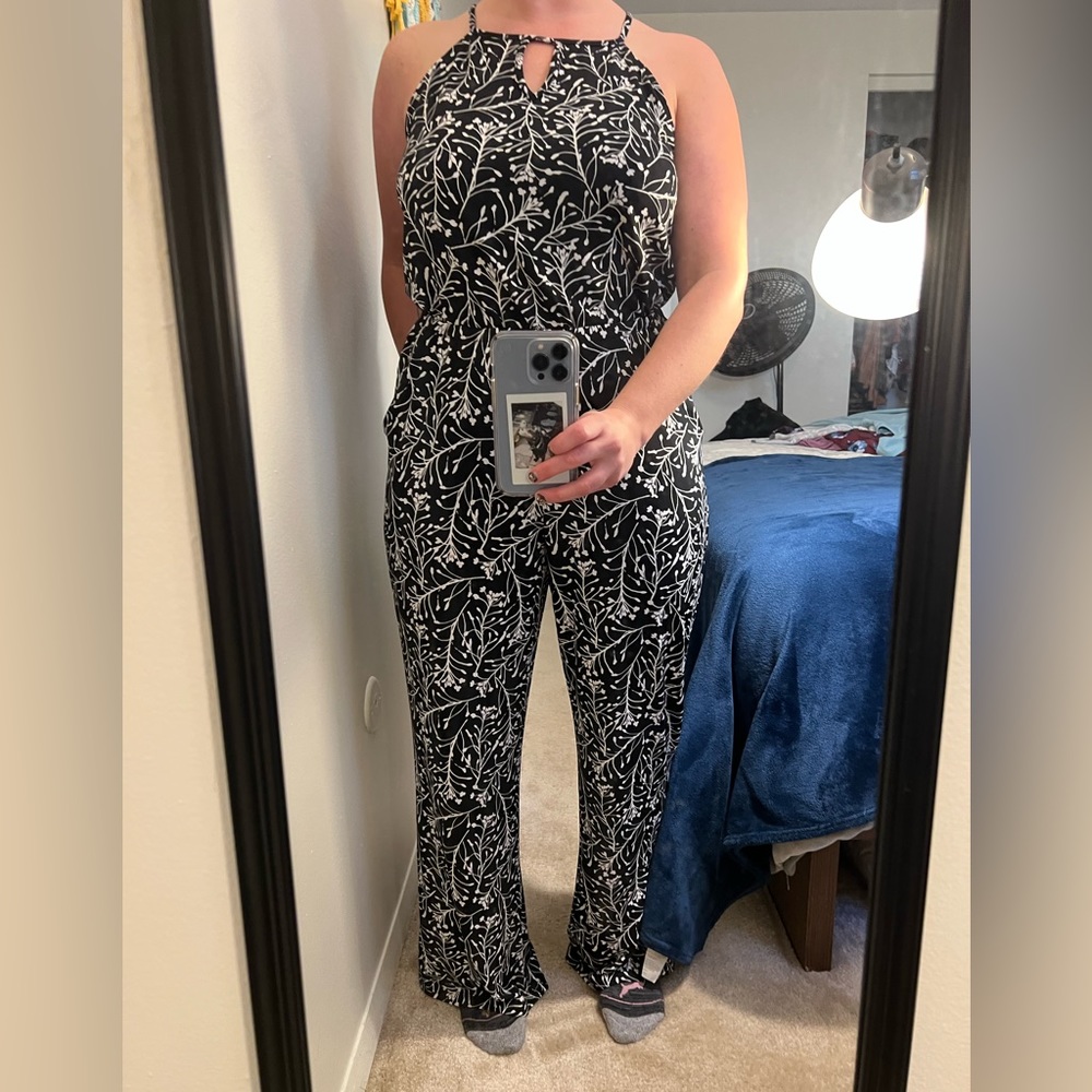 Black and white patterned jumpsuit